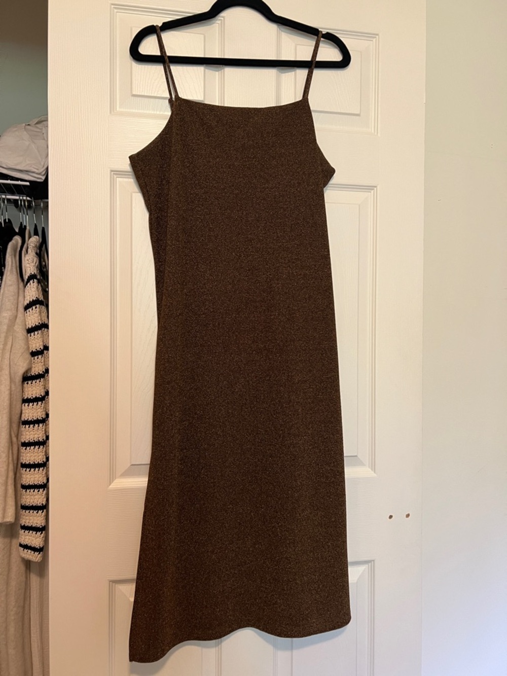 H&M Brown Sparkle Midi Slip Dress